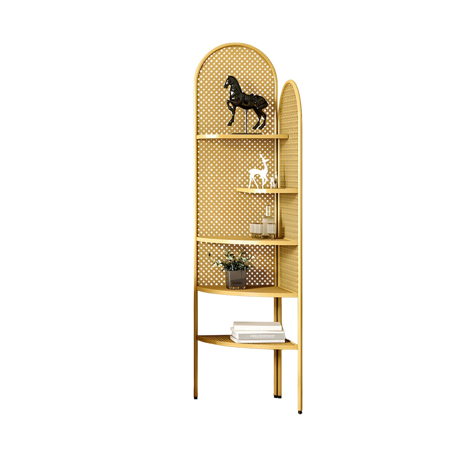 Corner Modern Accent Chest with Metal Countertop and Open Shelves, Water Resistant - image 10