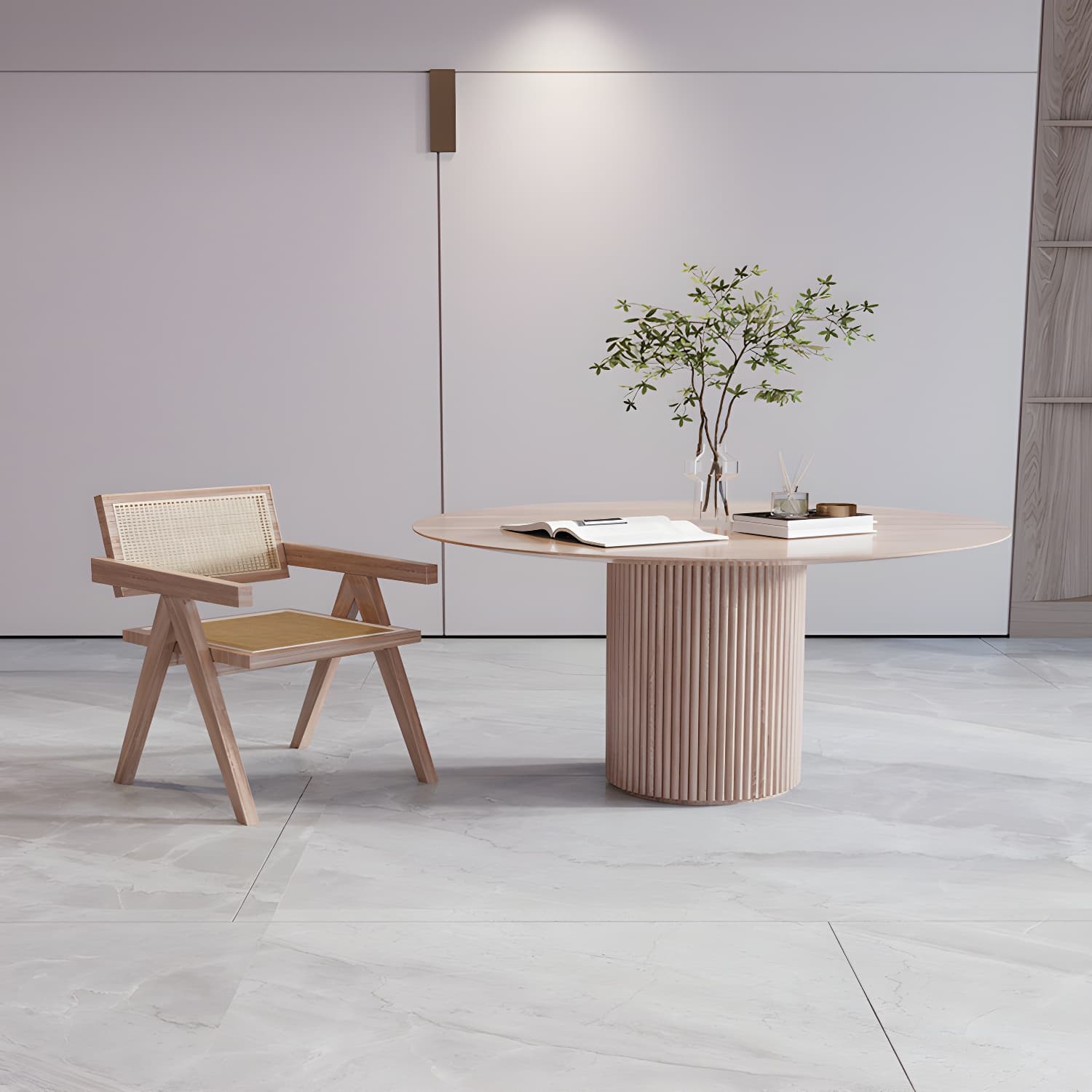 Solid Wood Round Table for Restaurant Modern Wood Table with Pedestal Base - image 4
