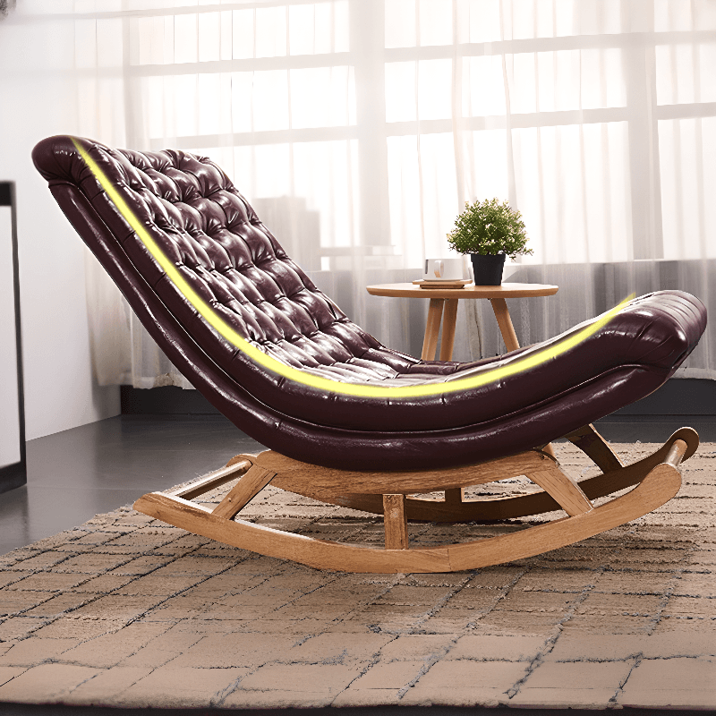 Stationary Ergonomic Rocking Chair with Rear & Ottoman, Green/Yellow/Coffee - image 13