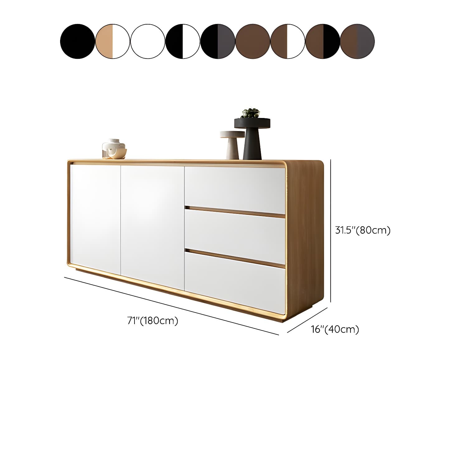 Wood Buffet Table Contemporary Style Side Board with Cabinets and Drawers - image 28