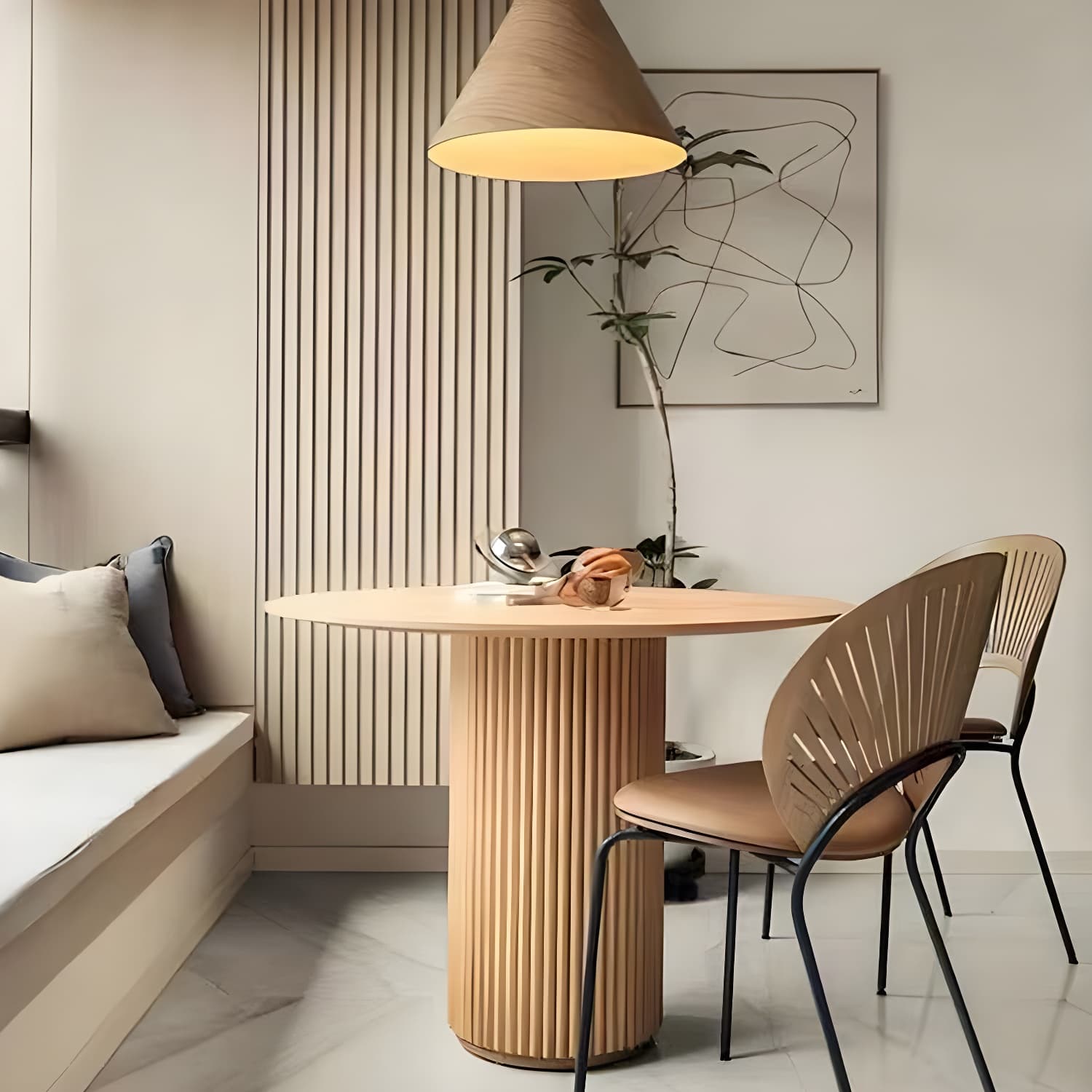 Solid Wood Dining Table Round Modern Pedestal Dining Table for Home Use - image 14