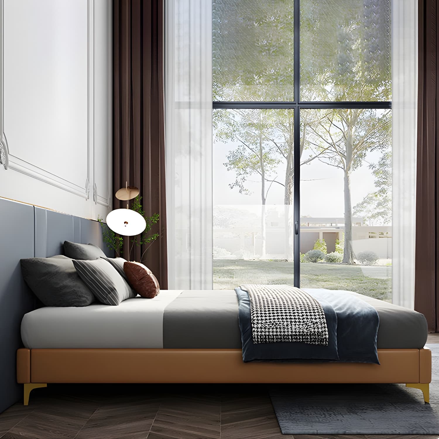 84.65 inch Wide Mid-century Bed Frame Solid Wood Platform Bed Frame - image 12