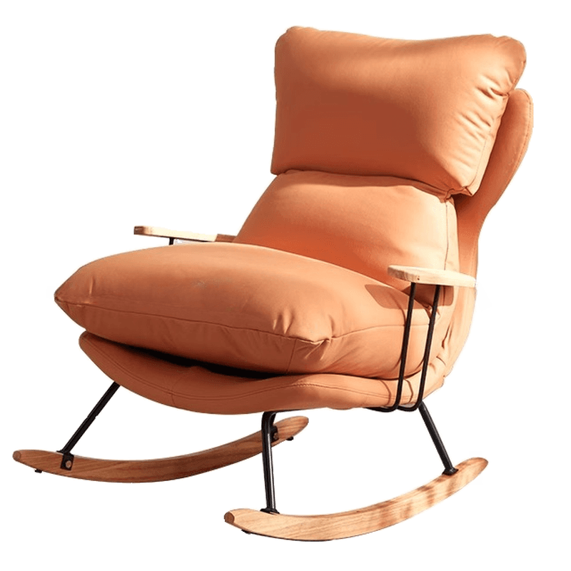 1 Piece Set/2 Piece Set Water Resistant Padded Living Room Rocking Chair in Chalk/Grey/Citrus Color with Upholstered Back and Track Arm in a Simple Style, Ottoman Included/Not Included - image 3
