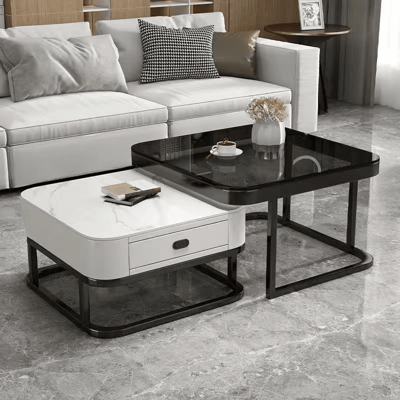 Foyer Use Glam Style Square Structure Double Nesting Coffee Table - image 3