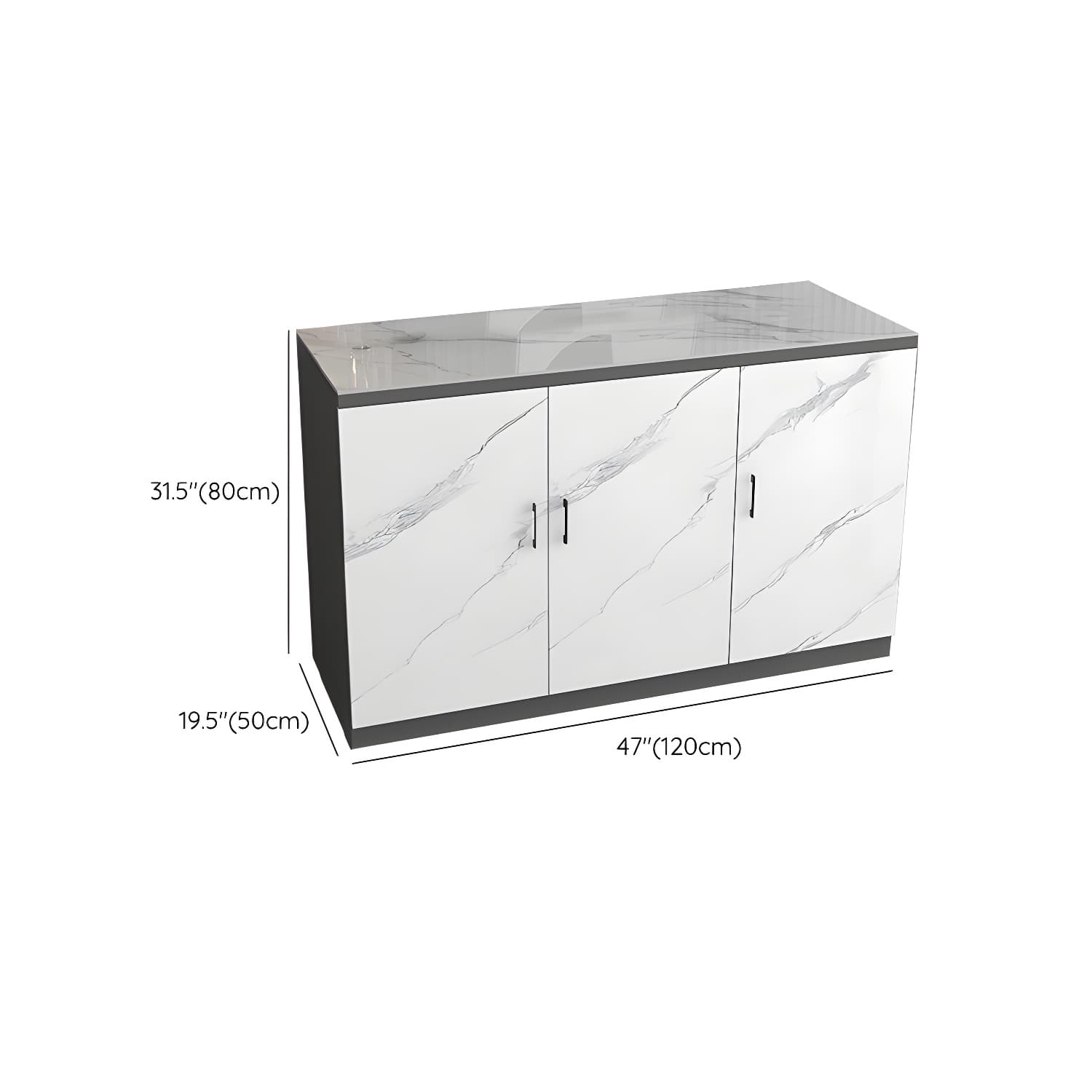 White Modern Wood Server with Stone Countertop and Cabinet Included - image 9