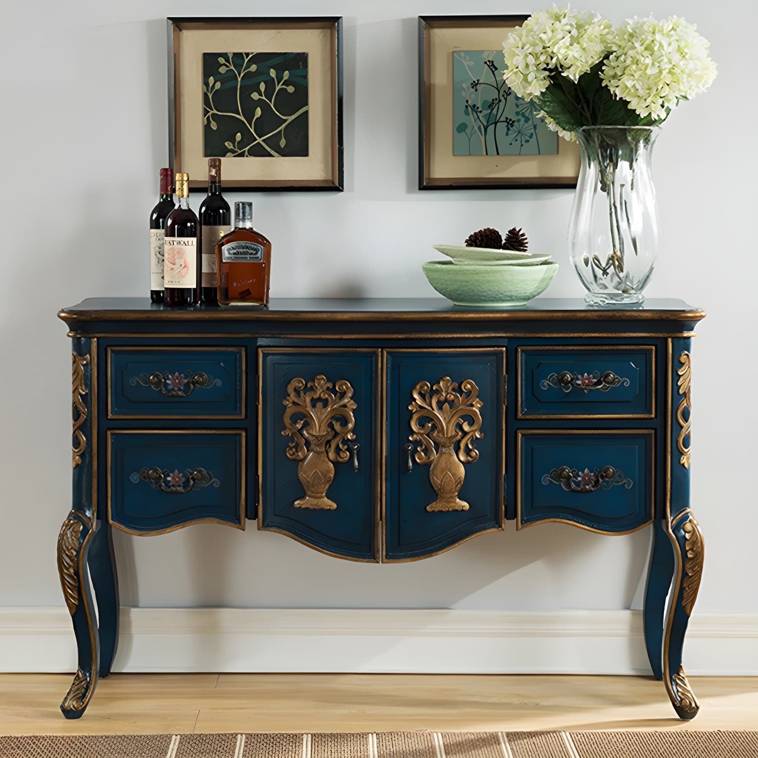 Solid Wood 35.4" Tall 2 - Door Accent Cabinet, Industrial Accent Cabinet with 4 Drawers - image 7