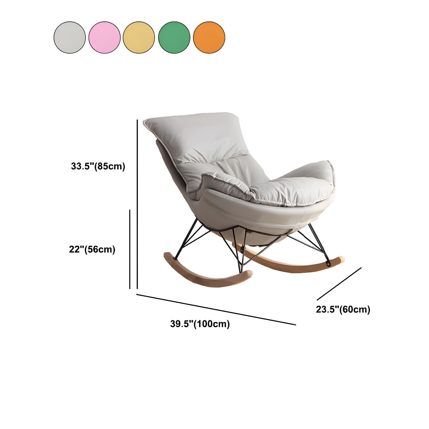 Solid Wood Rocking Chair Modern Rocker Chair with Removable Cushions - image 23