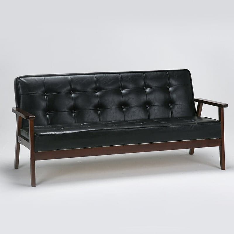 Modern Wood Frame Tufted Back Sofa with Cotton Seat Sleek and Stylish Seating