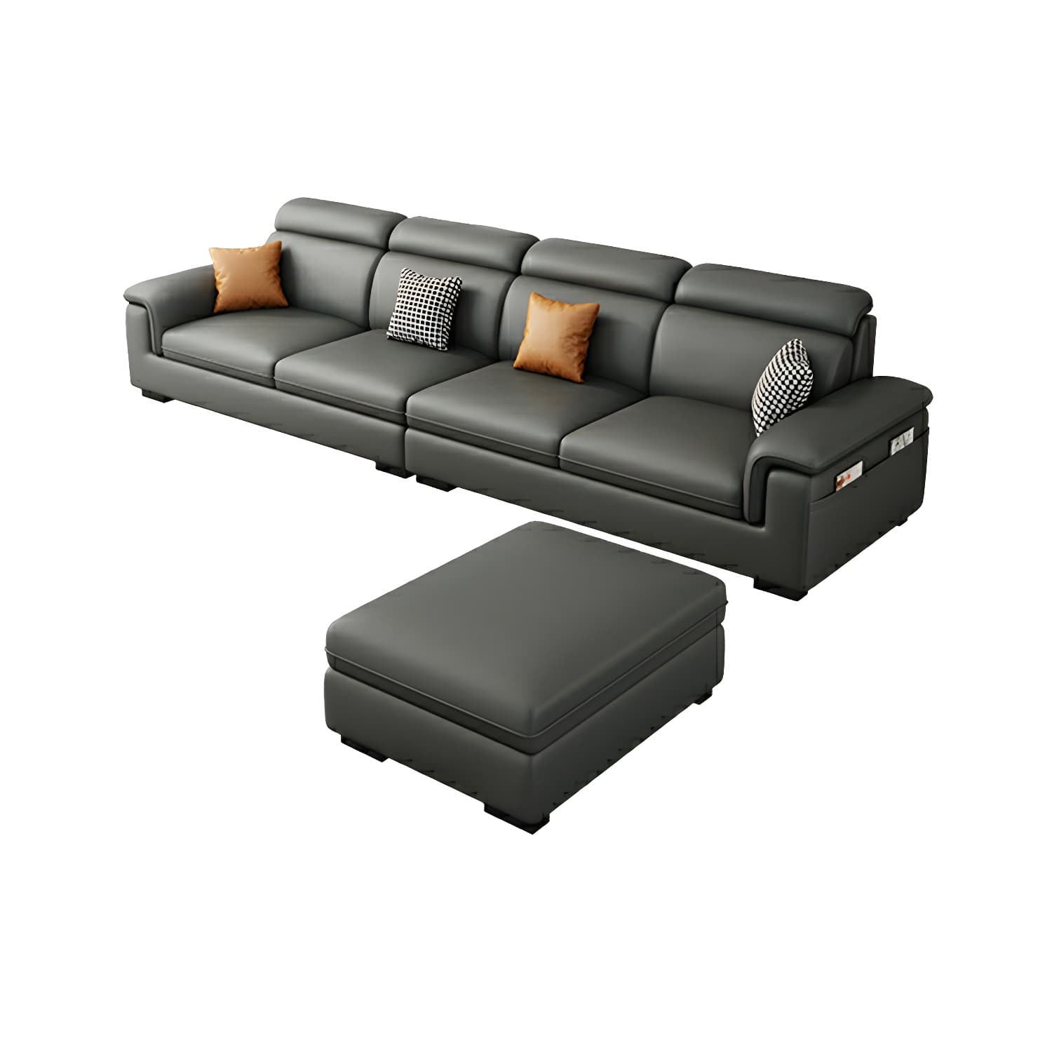 Modern Gray Stationary Sectional Sofa with Pillow Top Arm and Storage - image 5