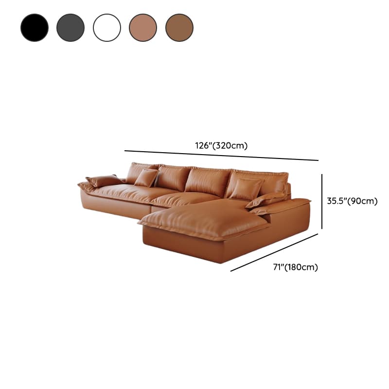 L-Shape Sofa Chaise with Dark/Cream/Cocoa Upholstery and Cotton Seat Fill - image 14