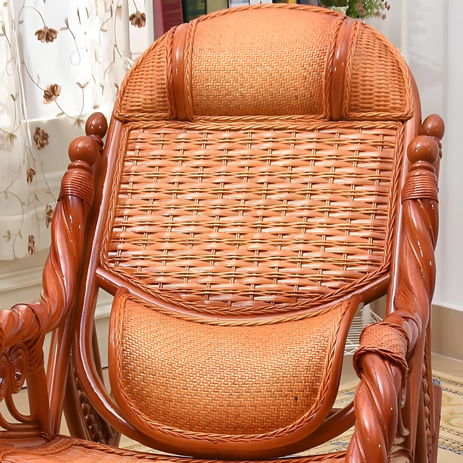 Espresso Rattan Rocking Chair Antique Reclining Rocker Chair 24.4" x 47.2" x 36.2" - image 13