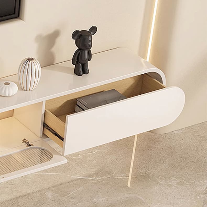 Beige Wood TV Stand with Drawers and Cabinet for Modern Style - image 6