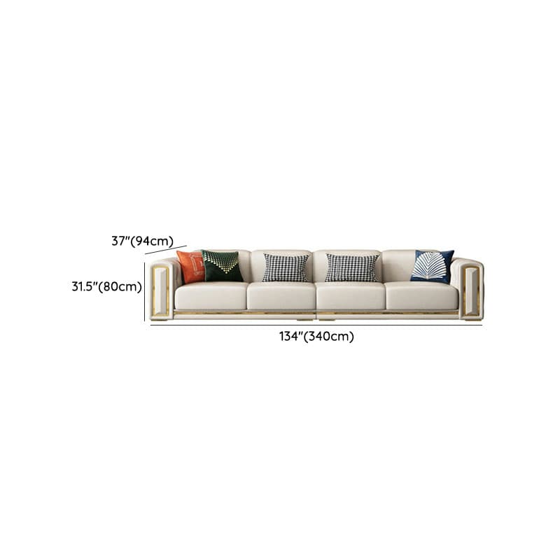 Glam Genuine Leather Sofa and Chaise in Beige with Square Arm - image 18