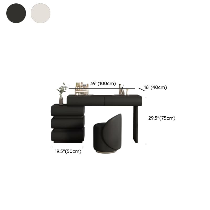 Modish Large/Standard Makeup Vanity/Vanity Set with White Seating, 5 Drawers, Timber Frame, and Mirror Lights - image 17
