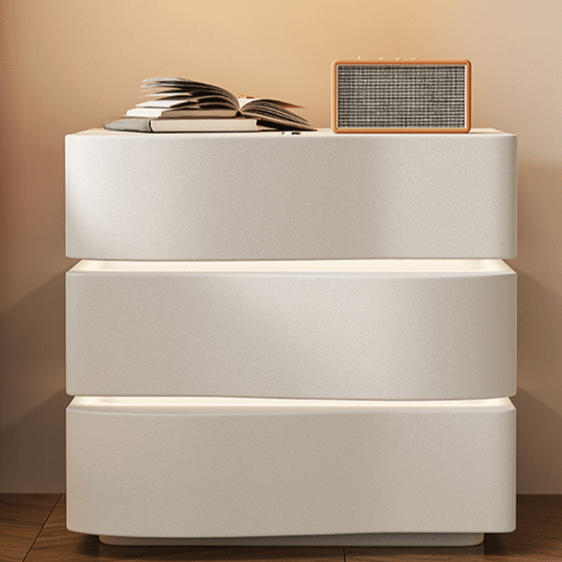Organic Modern Drawer Storage Nightstand Synthetic Leather Illumination Light - image 9