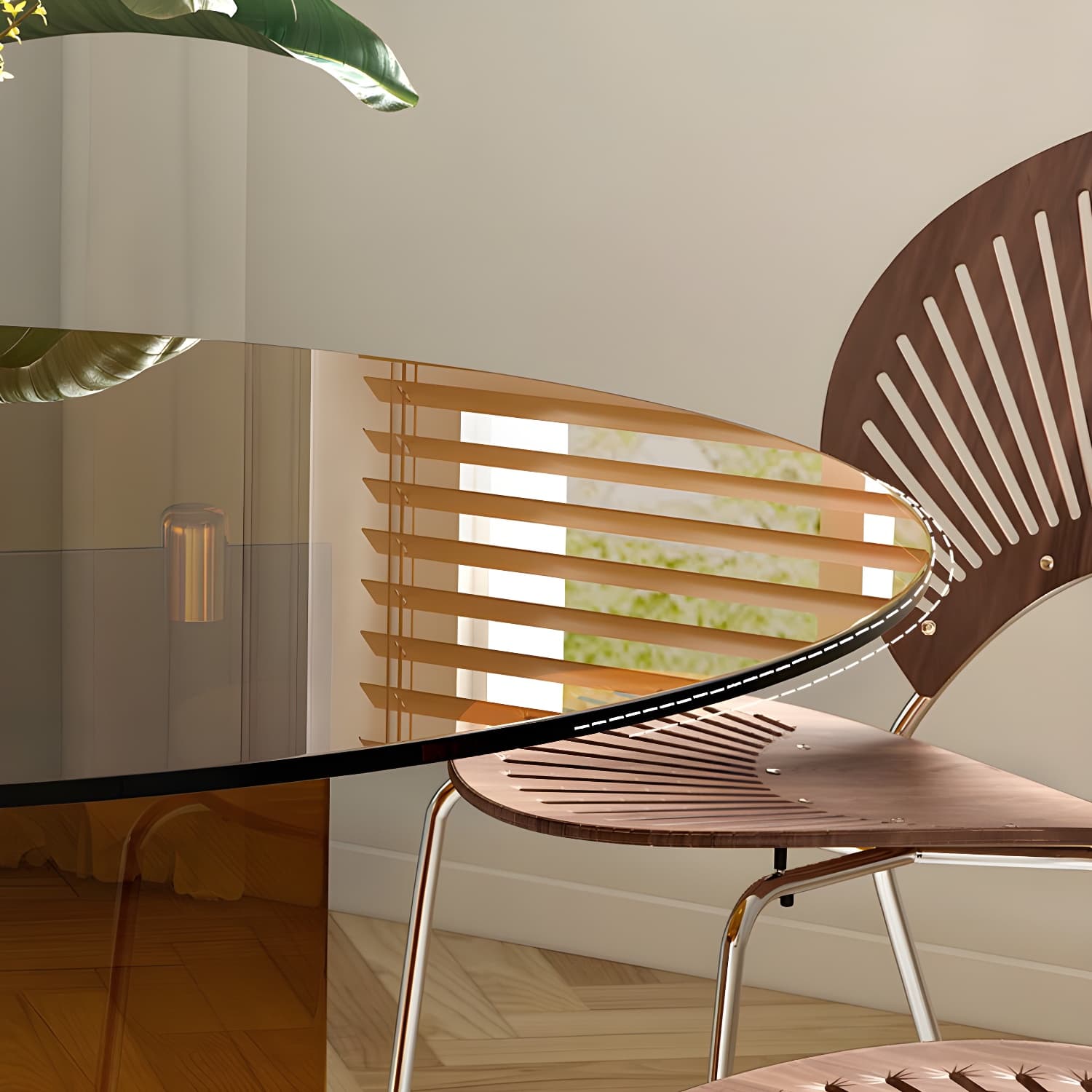 Round Glass Dining Table Modern Style Dining Table for Home Use - image 7