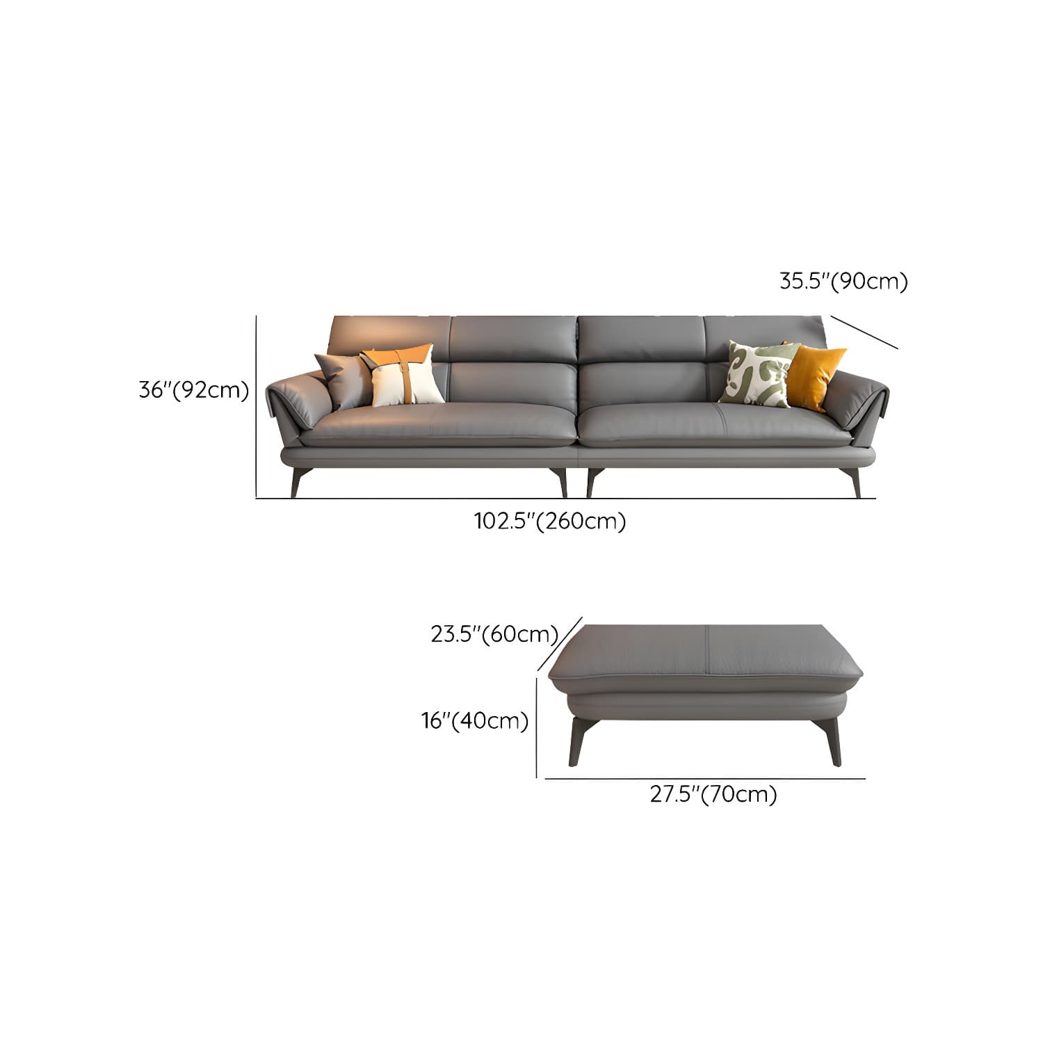 Modern Gray Tech Cloth Sectional with Flared Arms and Cushion Back - image 16