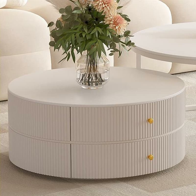 Round Coffee Table - Modern Style, Standard Size, Non-Upholstered, 2 Drawers, Scratch Resistant - image 13