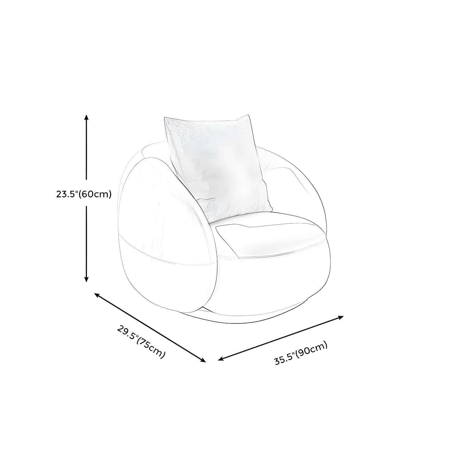 Beige Scandinavian Curved Sofa Tight Back Couch with Tuxedo Arm - image 15