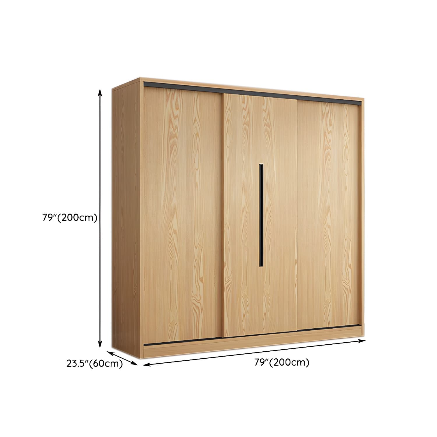 Contemporary Wood Sliding Cloth Rod Included Wardrobe for Bedroom - image 17