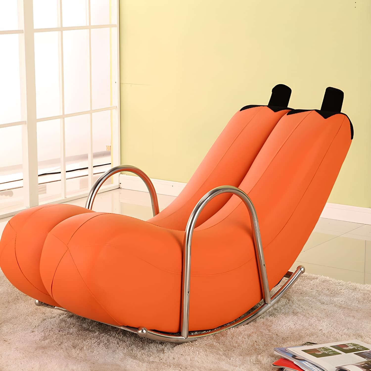 Stylish Silver Upholstered Rocking Chair with Track Arms - Modern Comfort - image 10