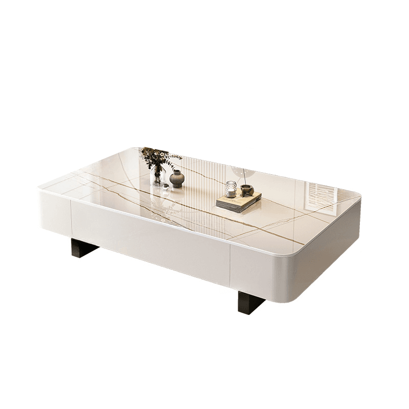 Rectangular Side Table with Twin Support Base, Rawhide Upholstery, and 2 Drawers - image 9