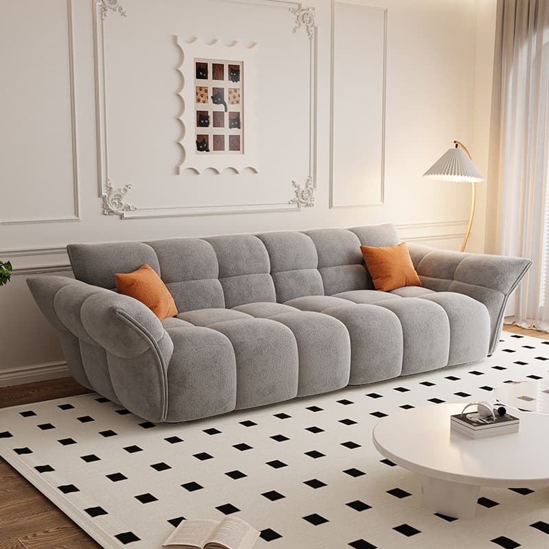 Modern Solid Color Tear Resistant Sofa Couch in Grey/Carnation/Olive Green with Seating Capacity of 5/4-seater/3-seater and 2 Pillows - image 3