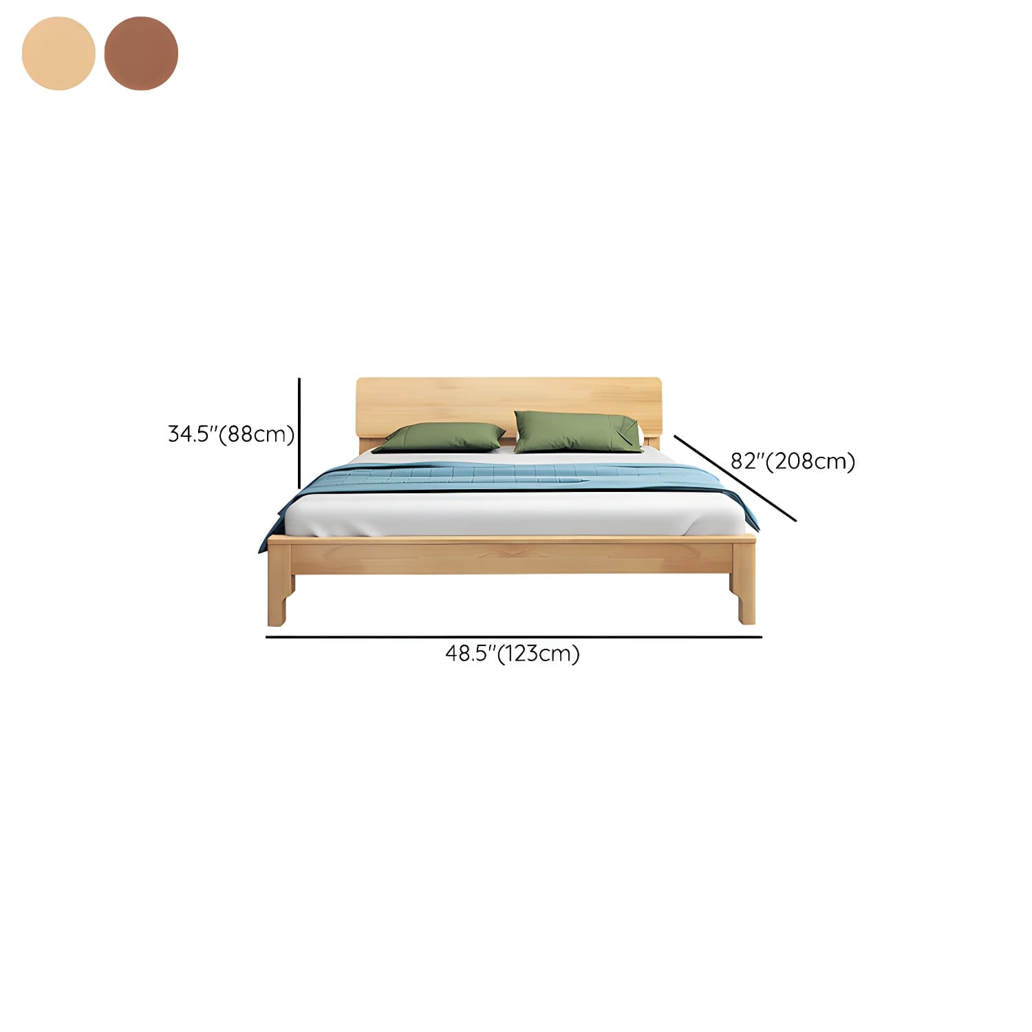 Scandinavian Solid Wood Bed with Rectangle Headboard and 4 Legs - image 16