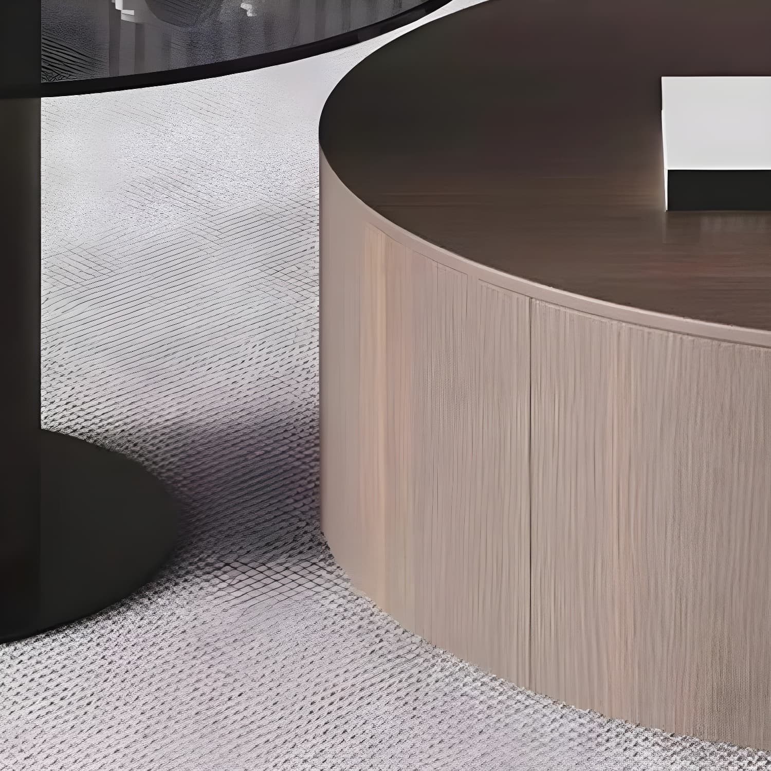 11"H Contemporary Coffee Table Round Coffee Cocktail Table with Drawer - image 12