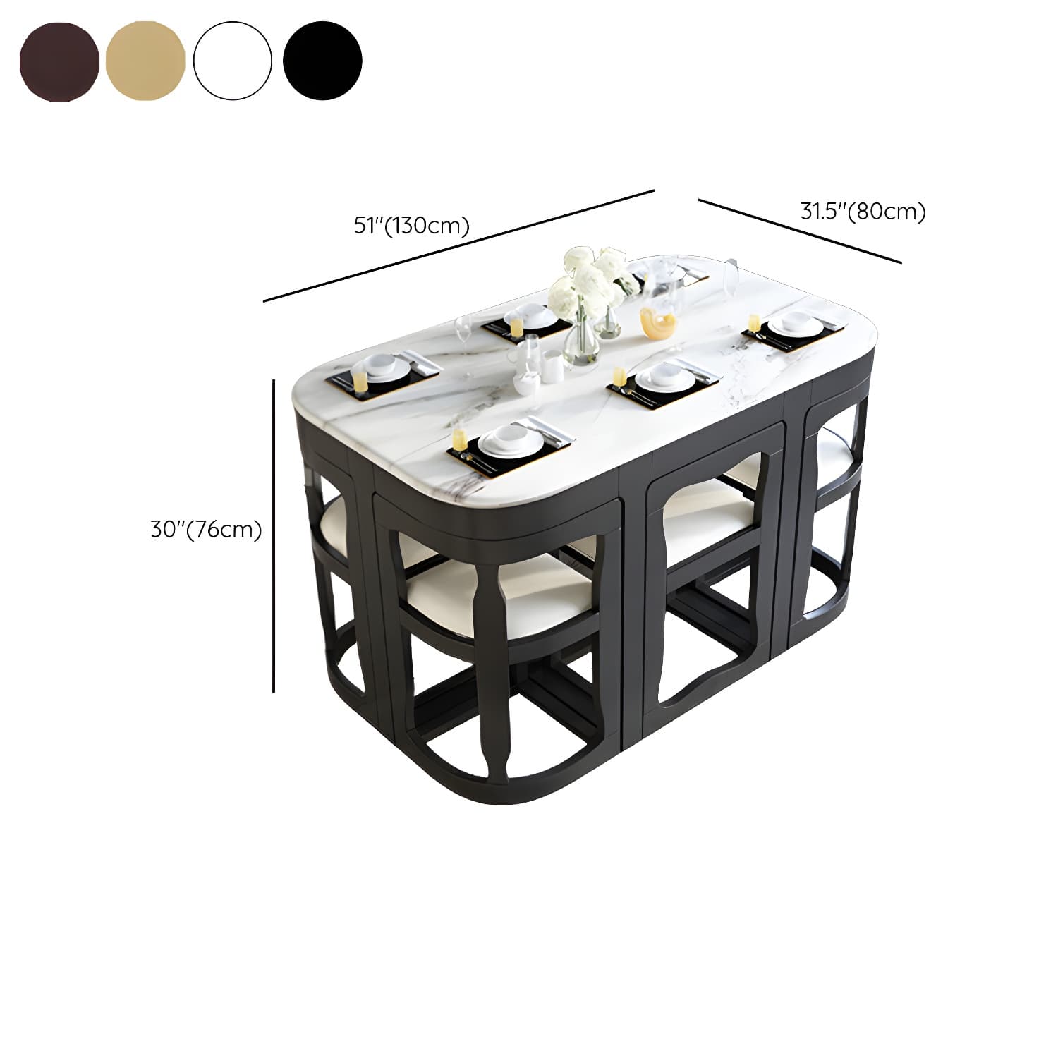 7-Piece Modern Wood Dining Set with Trestle Base and Upholstered Chairs in White - Seats 6 - image 23