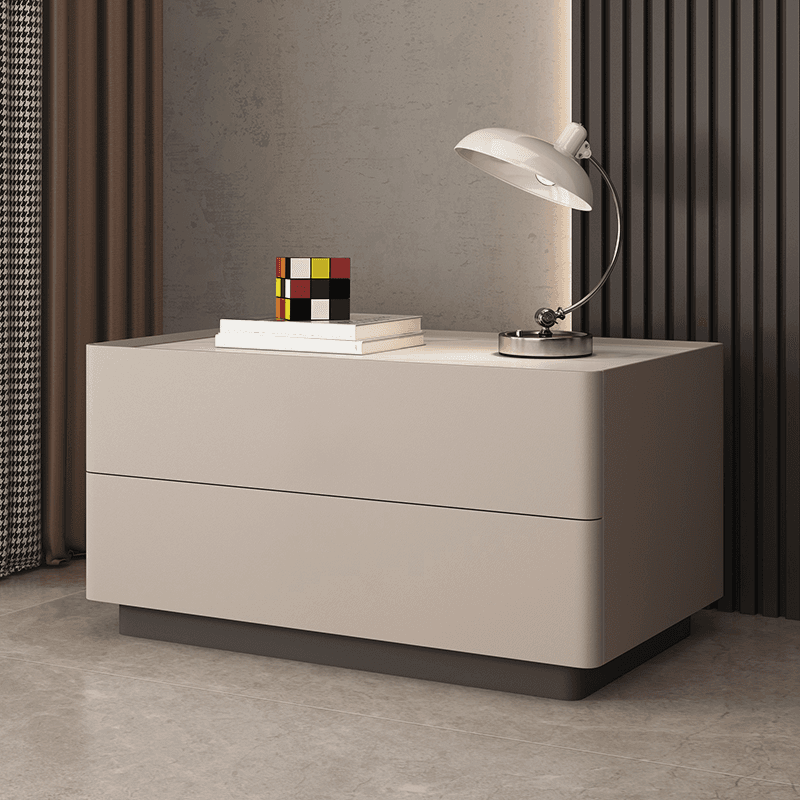 Casual Sintered Stone Countertop Drawer Storage Nightstand with 2 Drawers