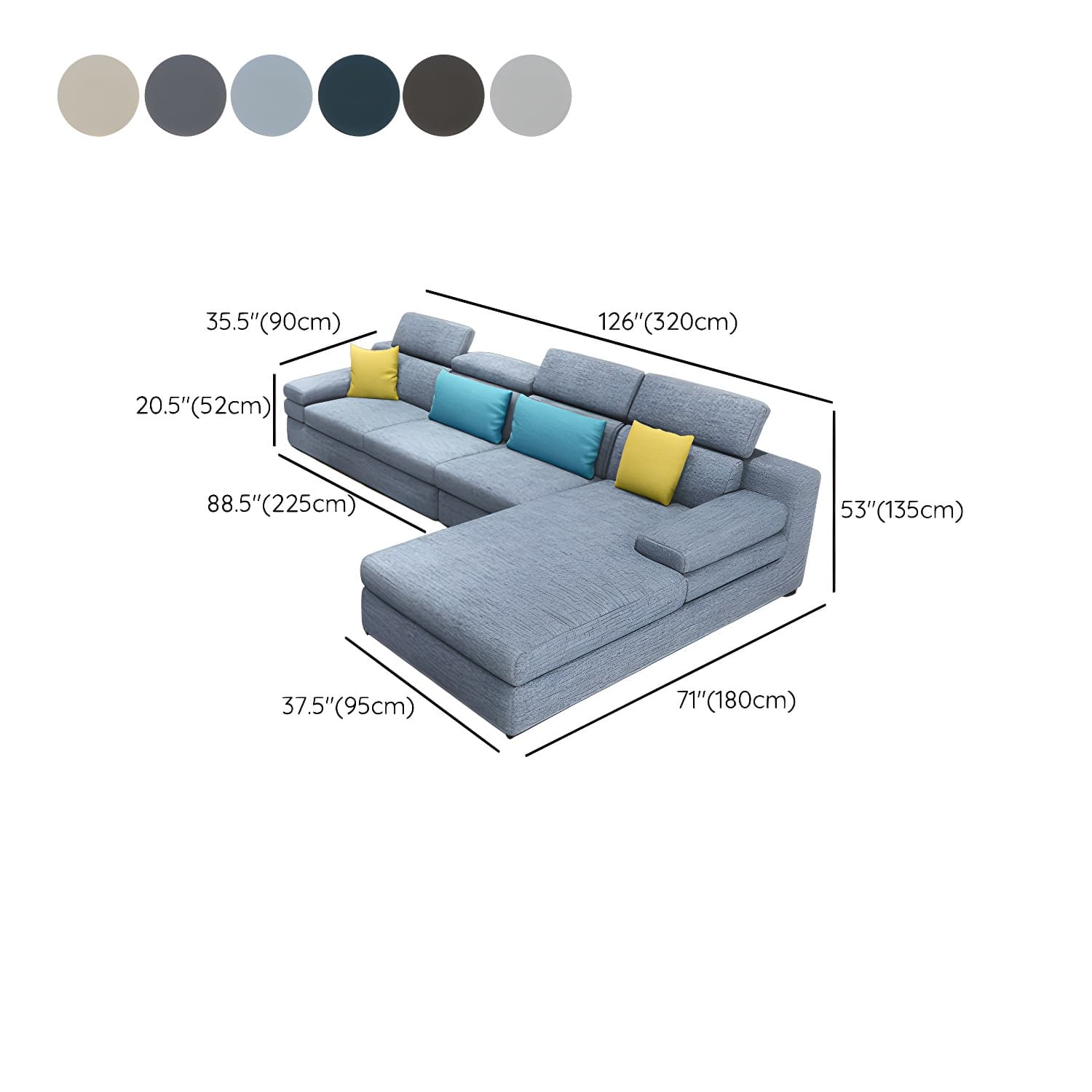 Modern L-Shape Sofa Chaise in Large Size with Cushion Back and Sponge Seat Fill - image 20