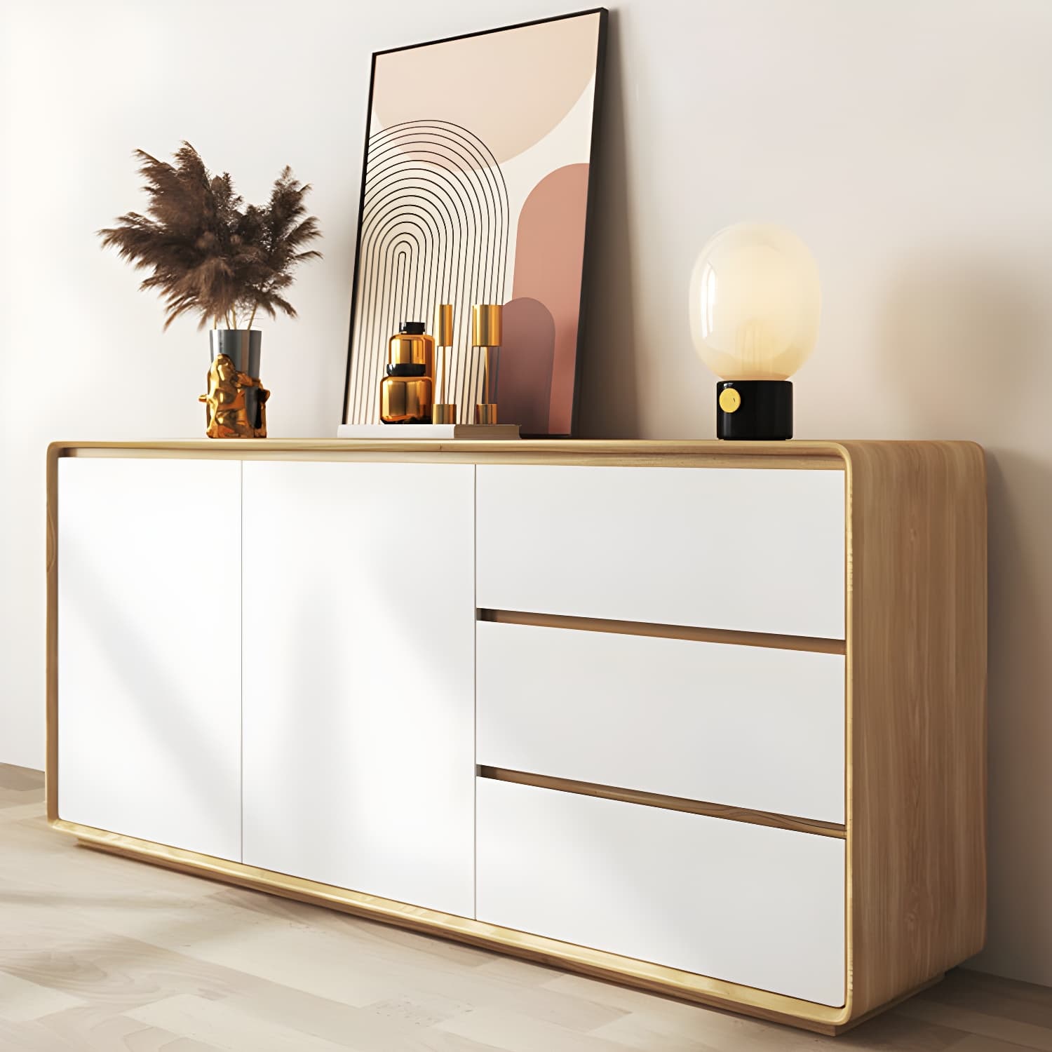 Modern and Contemporary Credenza Wood Dining Buffet with Cabinets and Drawers - image 19