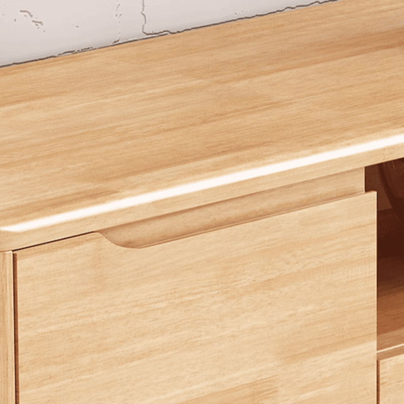 Art Deco Natural Wood TV Stand with 2 Drawers, 2 Cabinets, and Visible Storage - image 12