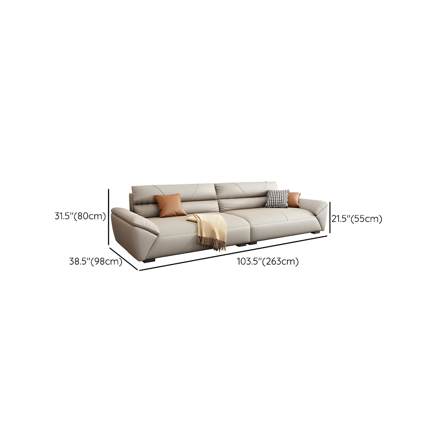 Modern Beige Cotton Stationary Sectional Sofa with Pillow Top Arm - image 9