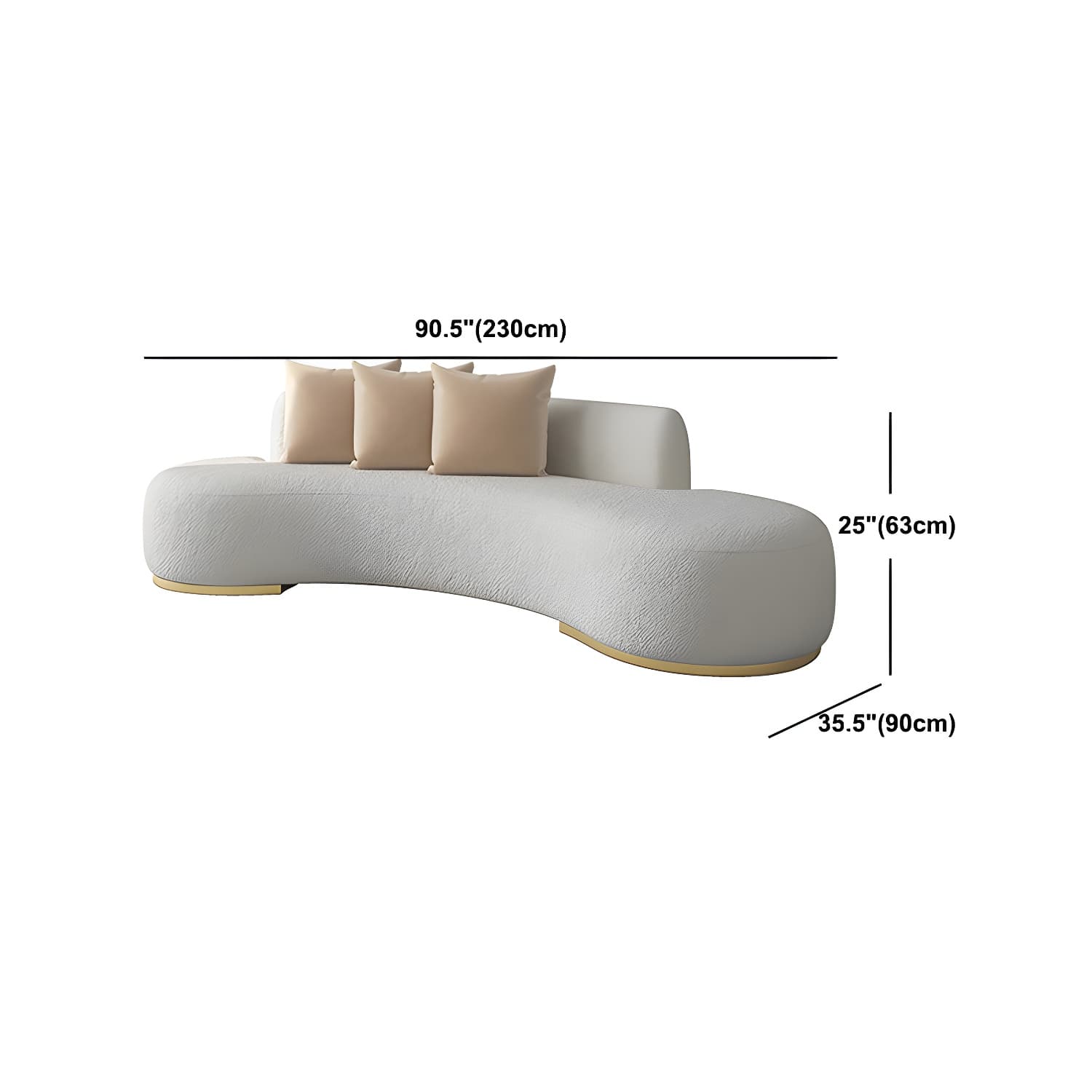 Contemporary Curved Sofa with Tight Back Standard Armless Sofa for Living Room - image 23