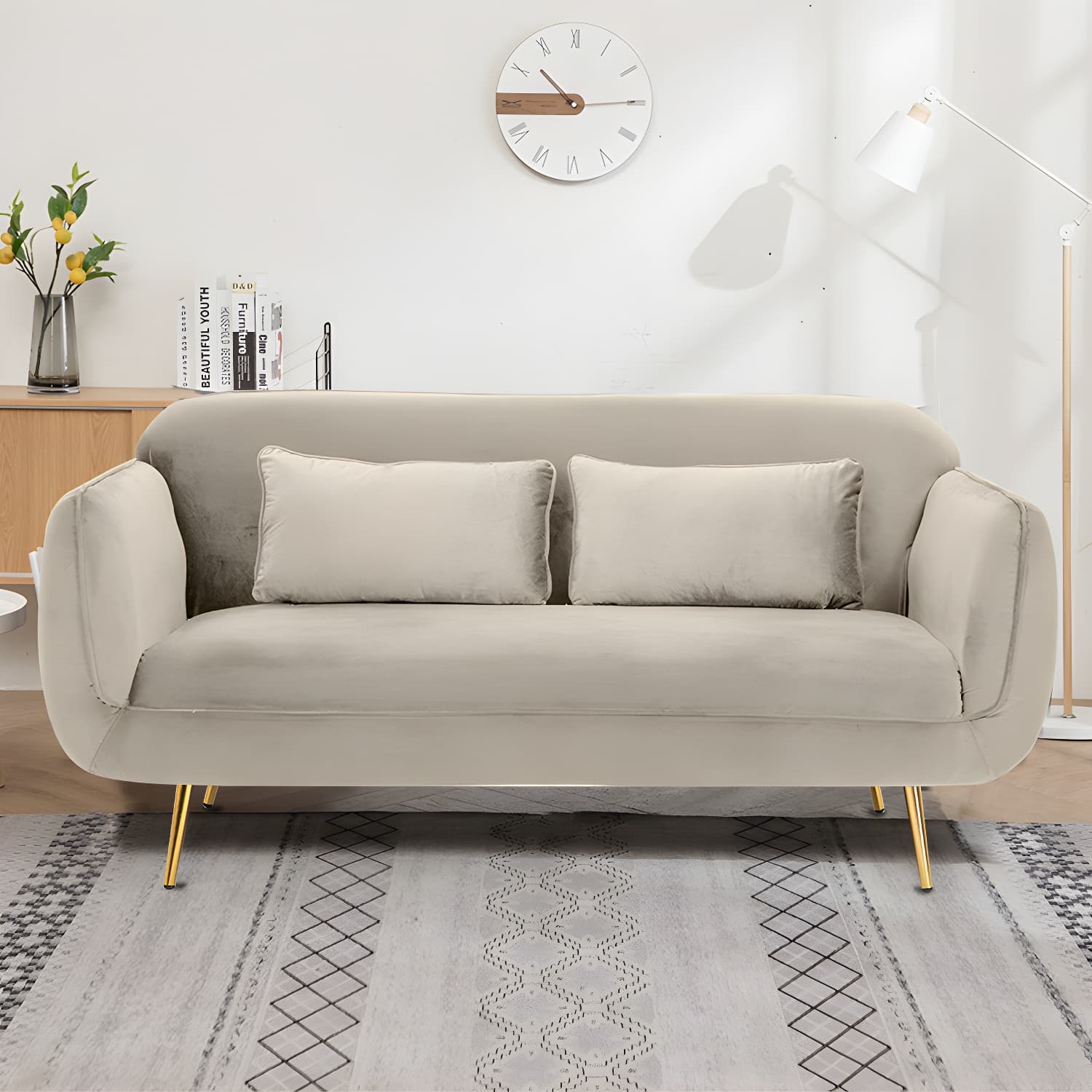 Glam Tight Back Loveseat with Flared Arm and Extra Pillows for Home and Apartment - image 10