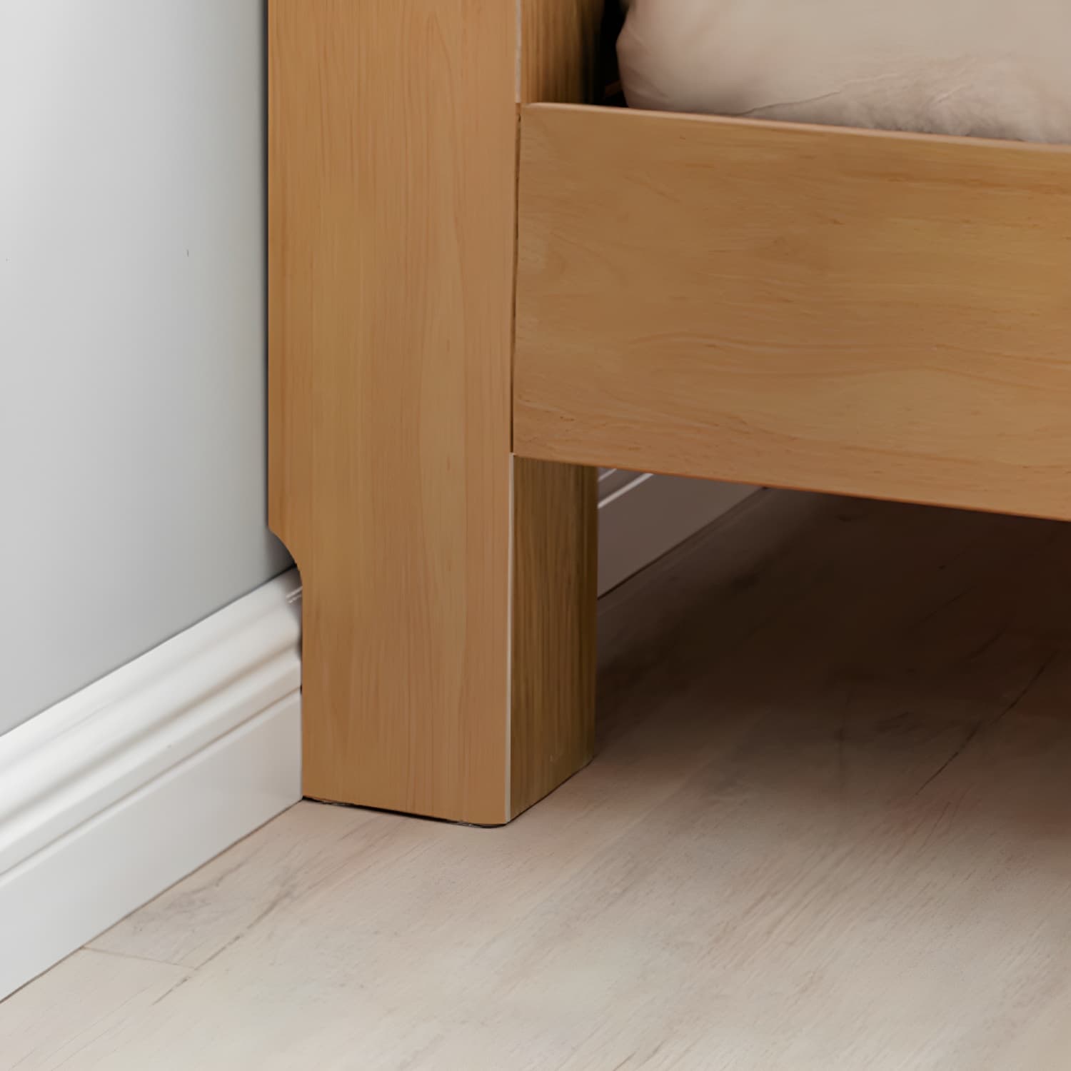 Scandinavian Solid Wood Bed with Headboard 39.37" Tall Standard Bed - image 11