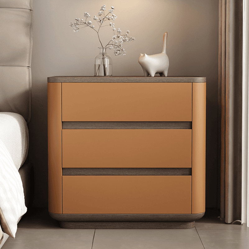 Organic Modern Nightstand With Drawer Organization with 3 Drawers and Real Wood Countertop - image 9