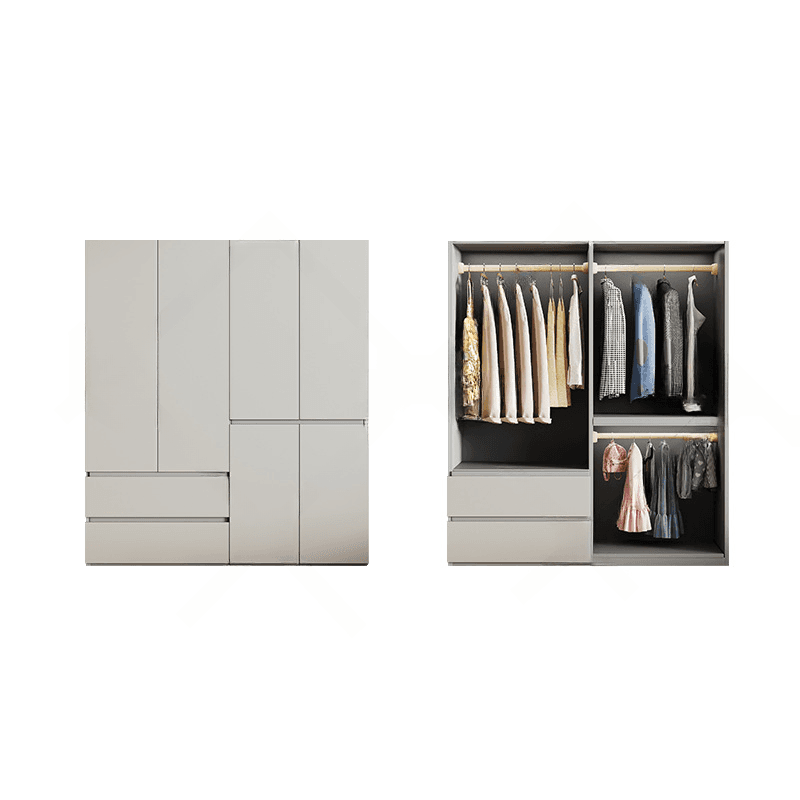 Cream Trendy Reclaimed Wood Wardrobe Armoire with Soft Close Drawer, Soft Close Door, Interior Shelves, and Clothing Rod - image 41