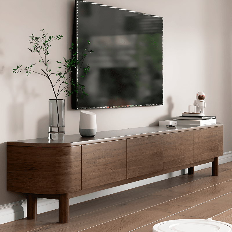 Simple Real Wood TV Stand with 4 Cabinets/3 Cabinets, 2 Drawers and Shelf - image 7