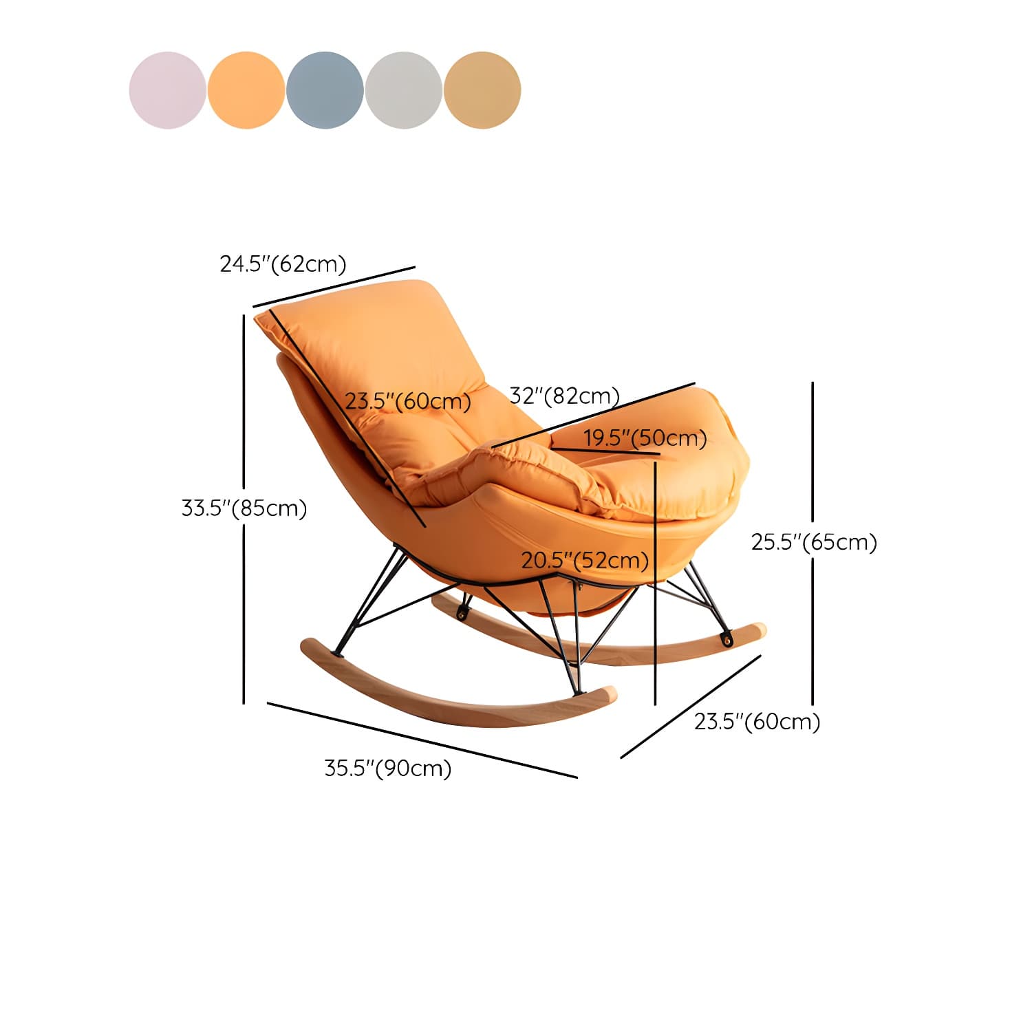 Contemporary Style Nursery Sofa Rocking Chair Indoor Rocking Chair with Ottoman - image 16