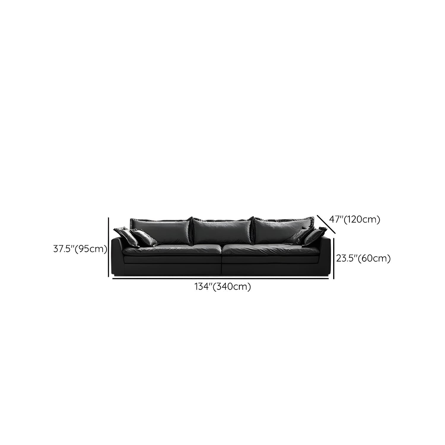 Modern Black Stationary Sectional Sofa with Wood Frame and Tech Cloth Upholstery - image 17