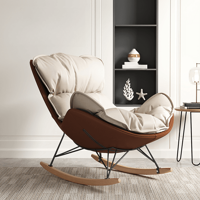 Modish Upholstered Rocking Accent Chair with Ottoman - image 3