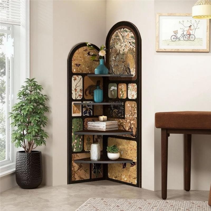 Modern Simple Style Nook Decorative Cabinet with 4 Exterior Shelves, Matte Black Lumber Top - image 7
