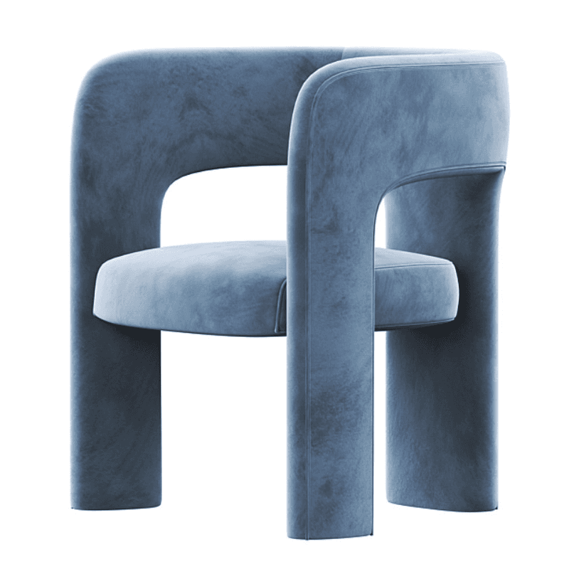 Soft-pile Fabric Upholstered Secure Outlined Arm Chair with Curved Back and Dark Blue/Light Green/Blush Legs in a Nordic Style - image 6