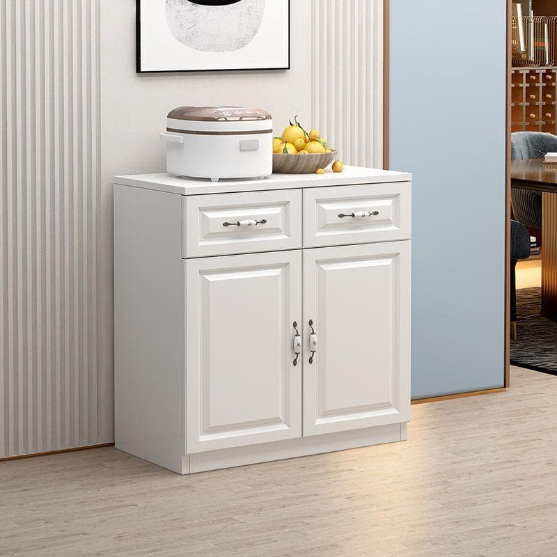 Chalk Sideboard with 4 Drawers, Standard Size, 1 Shelf, Manufactured Wood Countertop, 4 Doors, and Self-supporting Design