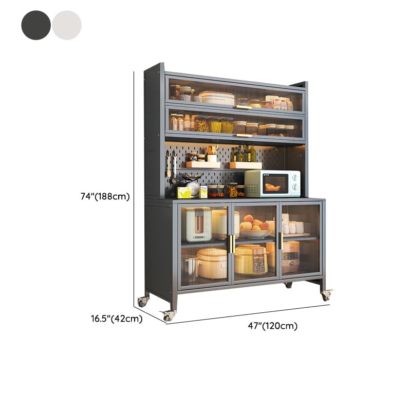 Mobile Sideboard with Caster Wheels, Steel Countertop, and Microwave Organizer - image 15