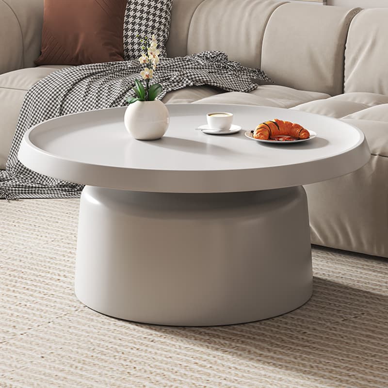 Modern Pedestal Non-Upholstered Round Nesting Coffee Tables Metal Top and Base - image 14
