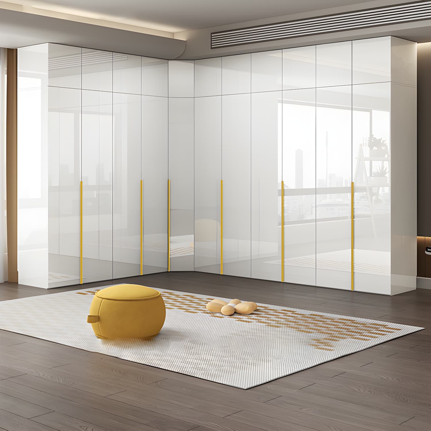 White Modern Style Wardrobe Cabinet Engineered Wood with Garment Rod - image 3